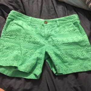 Eyelet green colored shorts size 4